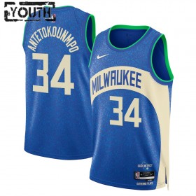 Barn Milwaukee Bucks Tröja Giannis Antetokounmpo Nike 2023-24 City Edition Kunglig Swingman